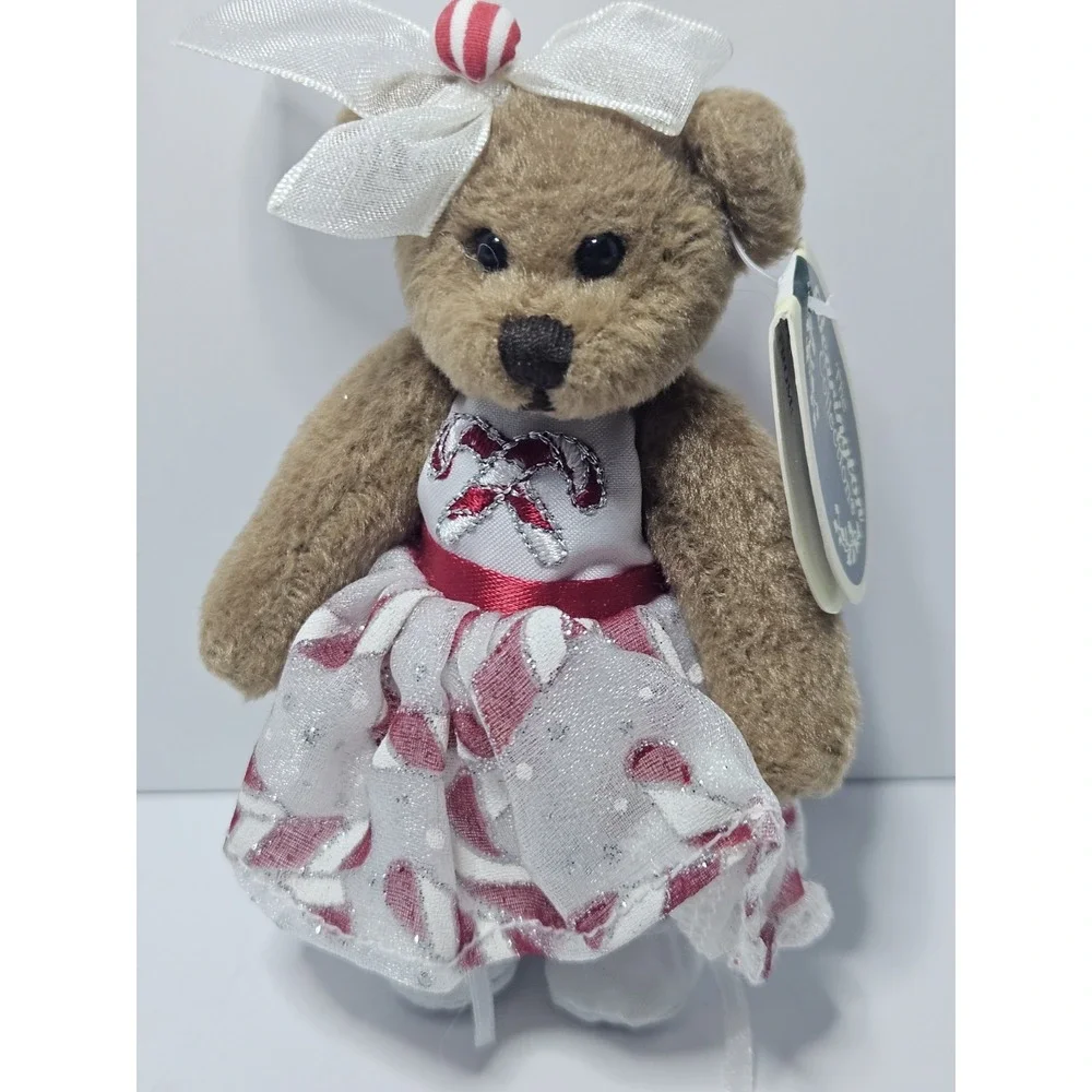 Bearington Collection Mini Mint Christmas Teddy Bear Plush Ornament Dress Candy